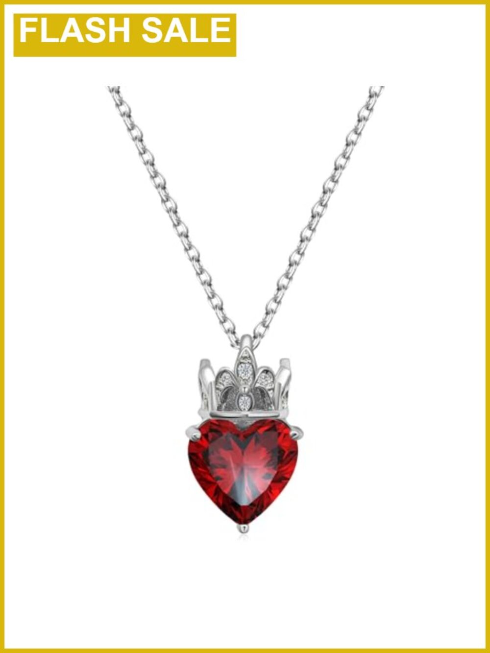 Queen of Hearts Necklace Silver Tone Crystal Pendant Women's